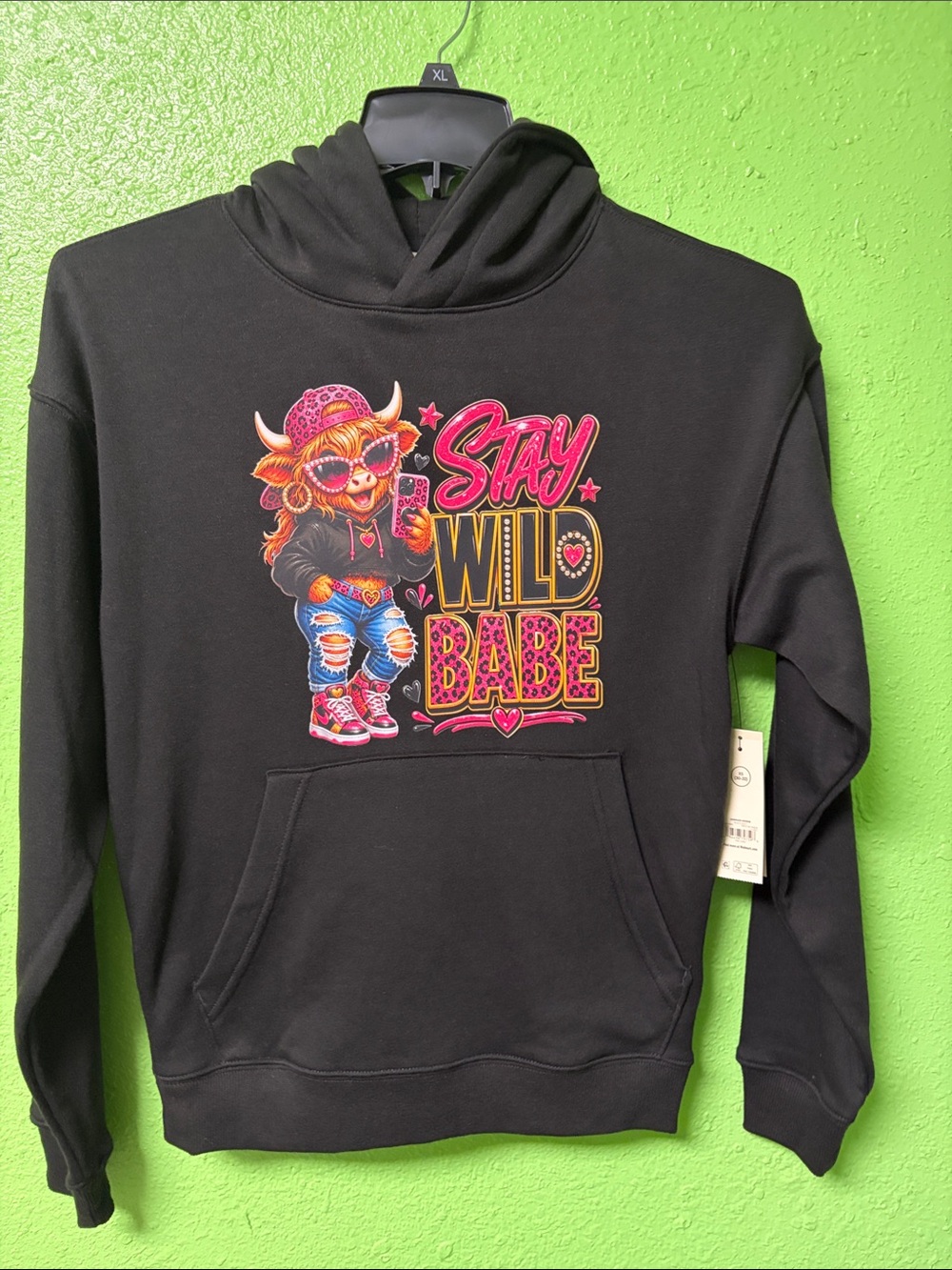 Stay Wild Babe Black Graphic Hoodie